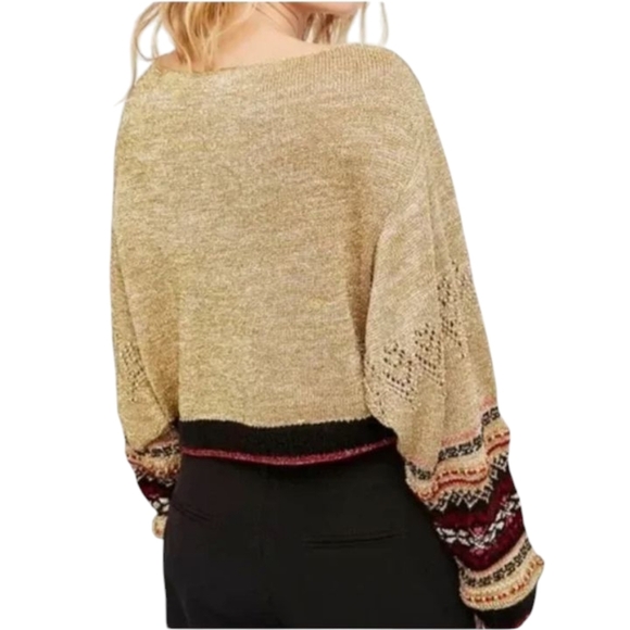 Free People Ski Lake Metallic One Shoulder Sweater Size Small - Picture 3 of 9